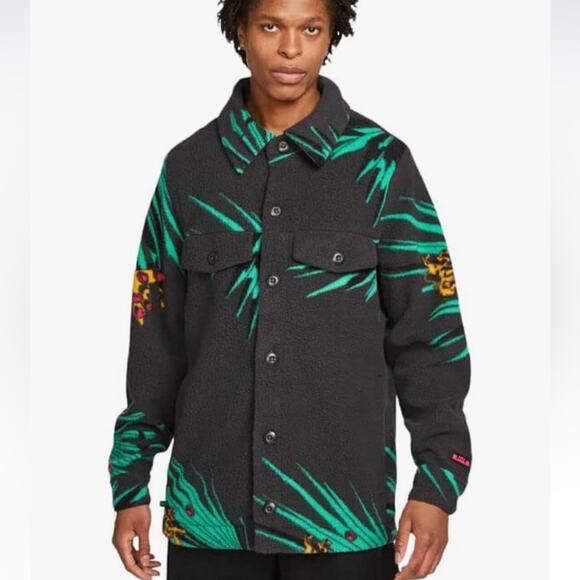 Nike Men's Lebron James Tropical Sherpa Button up Jacket Size XXL - Picture 1 of 15